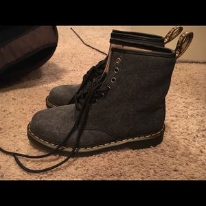 Grey dr Martins cloth boots never worn